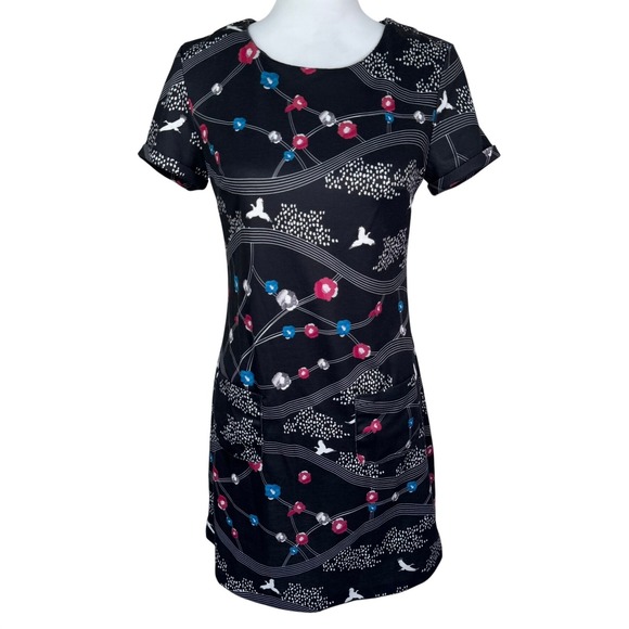 Yumi Dresses & Skirts - YUMI LONDON NWT Women's 4 Black Bird Floral Print Pockets Shift Mini‎ Dress